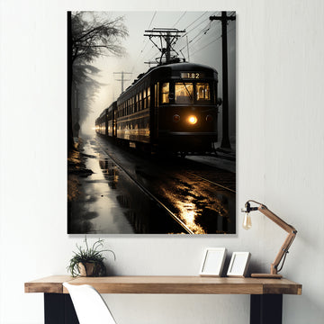 Train In The Dusk Charm In Winter - Train Canvas Wall Art